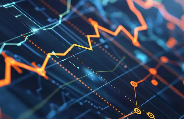 Abstract Orange and Blue Line Chart